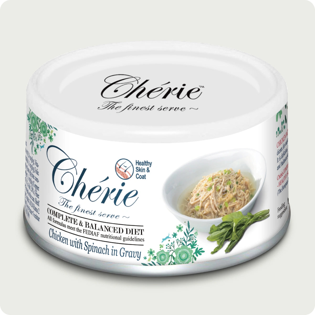 Chérie Complete & Balanced diet Chicken in Gravy adding Spinach 80g.