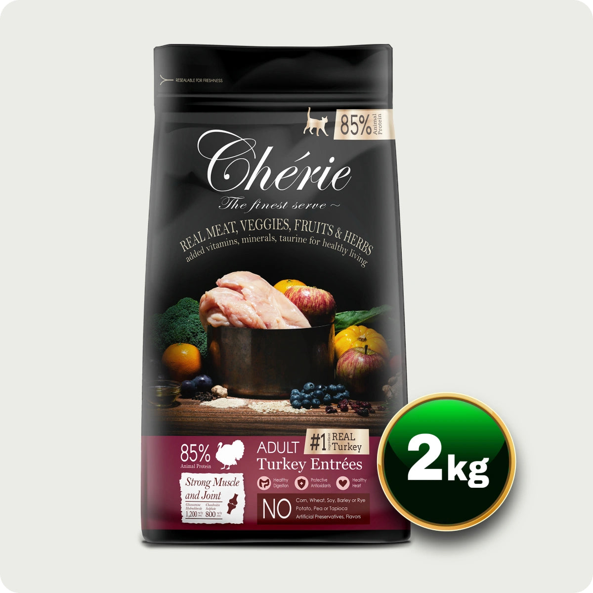 Chérie Dry food Turkey Entrées 2kg. + Free 2 Cans of Wet Food