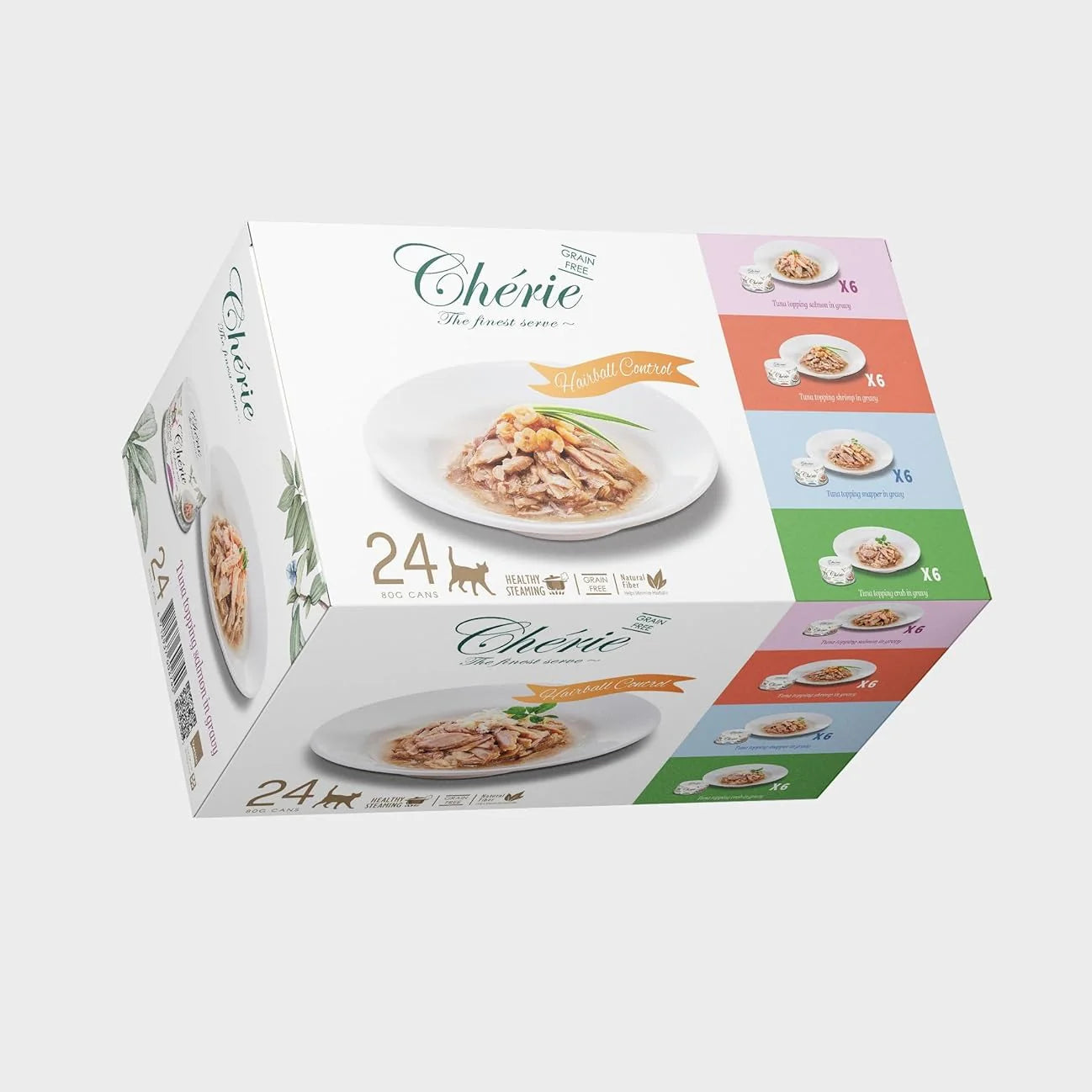 Chérie Hairball Control Series 24 szt. x 80 g. + Free 2 Meaty Cubes
